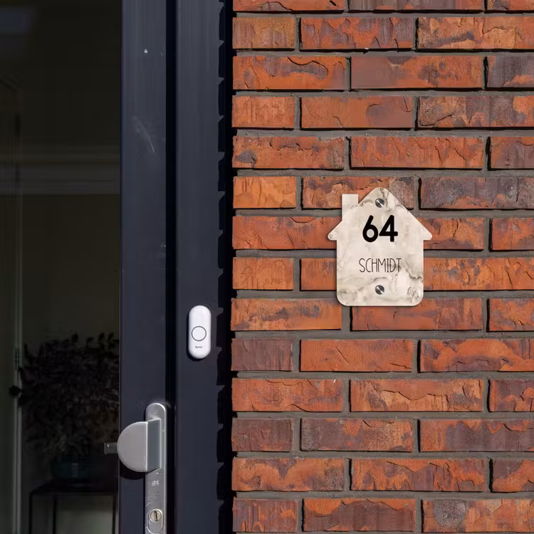 Lichtbruin marmer - Modern Naambord Huisje klein -sfeer2