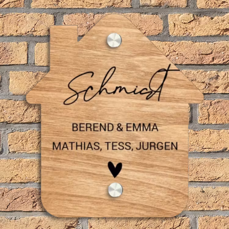 Licht hout - Sierlijk Naambord Huisje klein -sfeer5