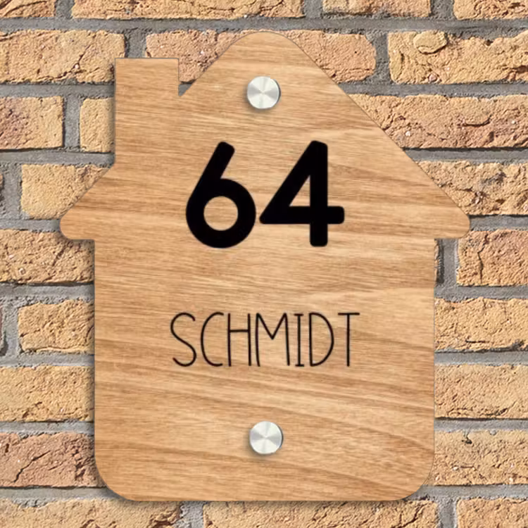 Licht hout - Modern Naambord Huisje klein -sfeer5