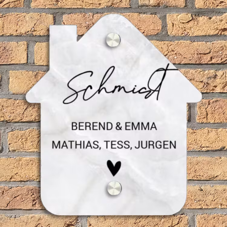 Lichtgrijs marmer - Sierlijk Naambord Huisje klein -sfeer5