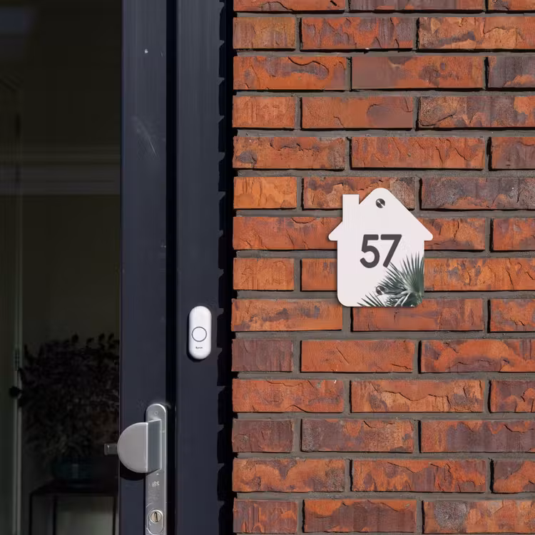 Lichtroze met palmblad - Traditioneel Naambord Huisje klein -sfeer2