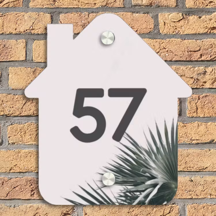 Lichtroze met palmblad - Traditioneel Naambord Huisje klein -sfeer5