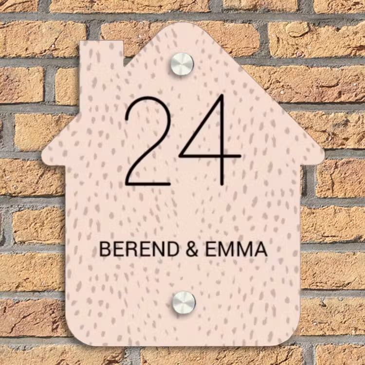 Lichtroze met stippen - Klassiek Naambord Huisje klein -sfeer5