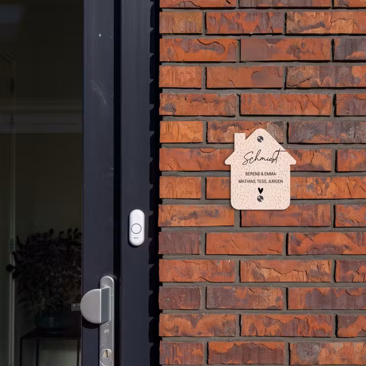 Lichtroze met stippen - Sierlijk Naambord Huisje klein -sfeer2