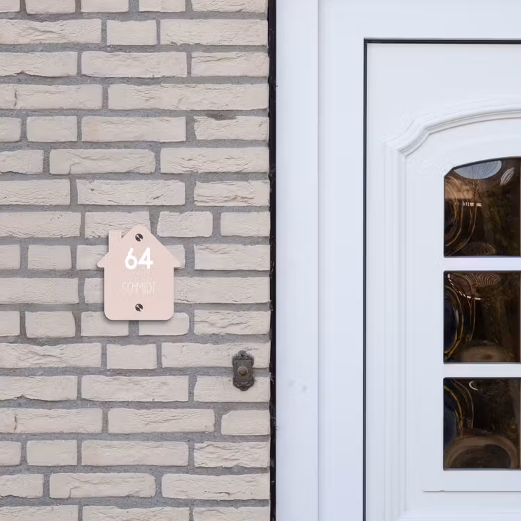 Lichtroze - Modern Naambord Huisje klein -sfeer1
