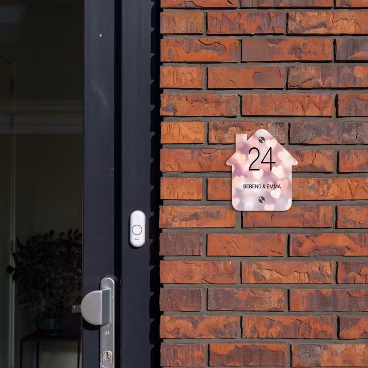 Hartvormige gloed - Klassiek Naambord Huisje klein -sfeer2