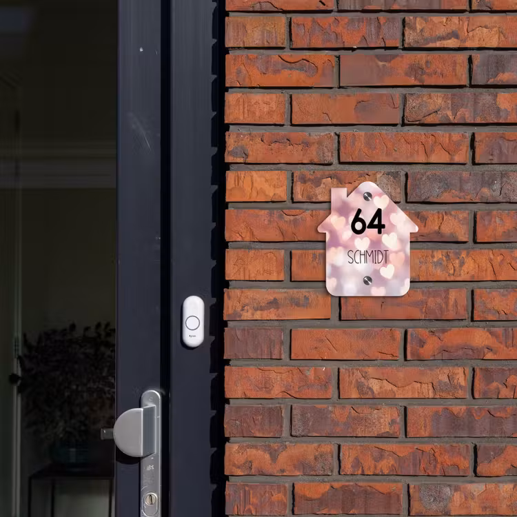 Hartvormige gloed - Modern Naambord Huisje klein -sfeer2