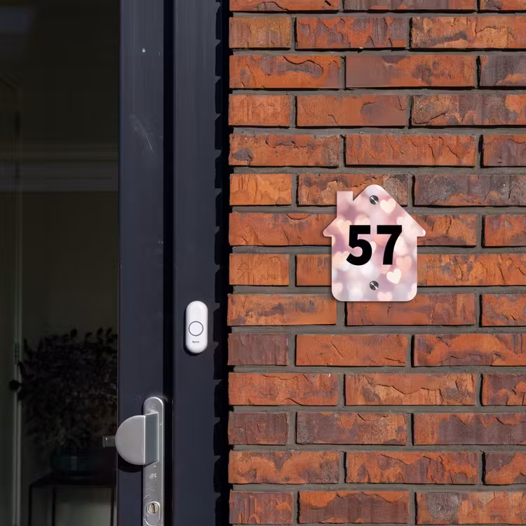 Hartvormige gloed - Traditioneel Naambord Huisje klein -sfeer2