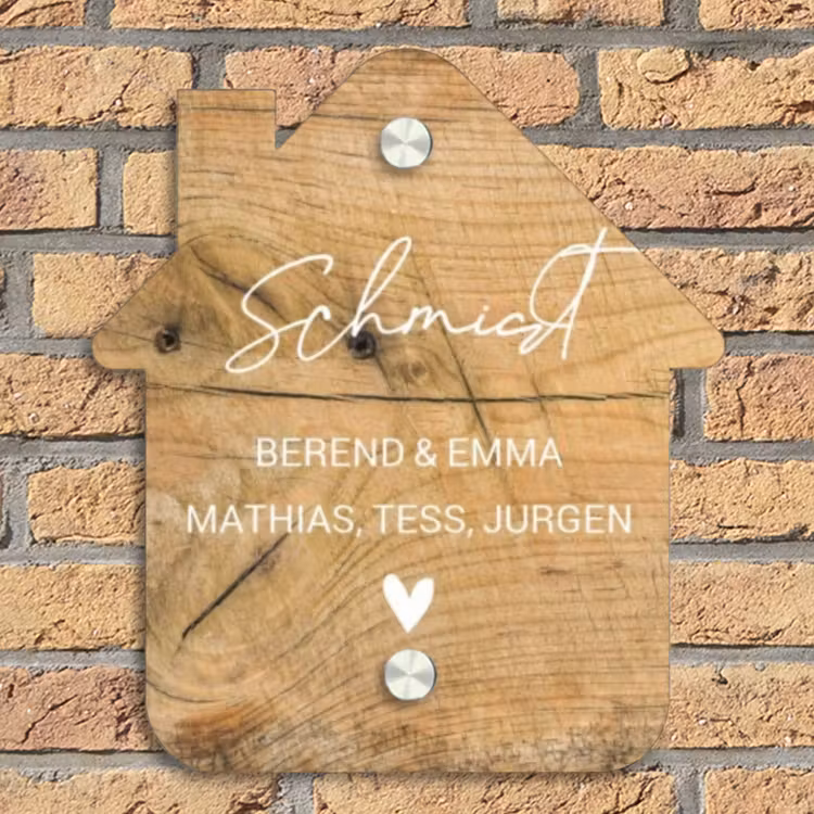 Hout - Sierlijk Naambord Huisje klein -sfeer5