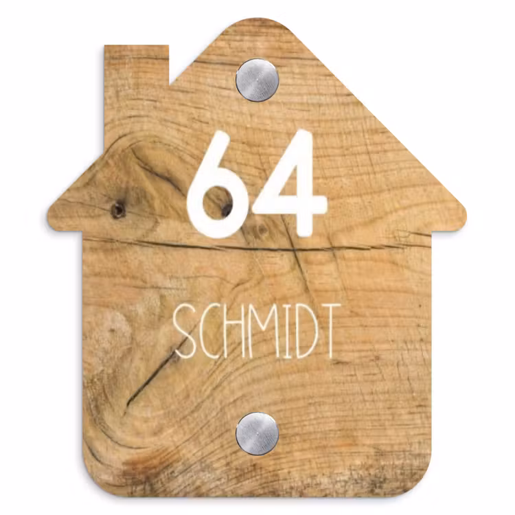 Hout - Modern Naambord Huisje klein -3d