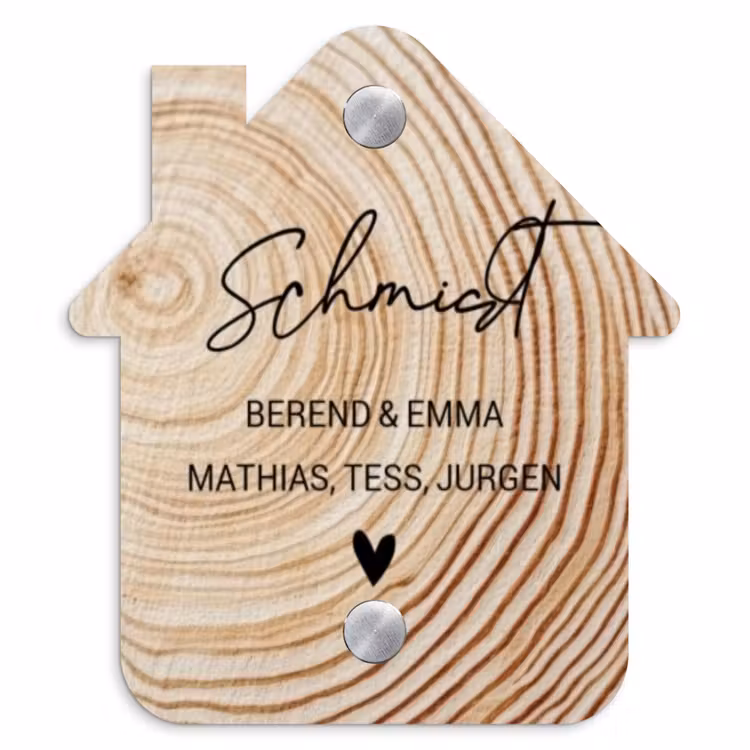 Holzmaserung - Elegant Naambord Huisje klein -3d