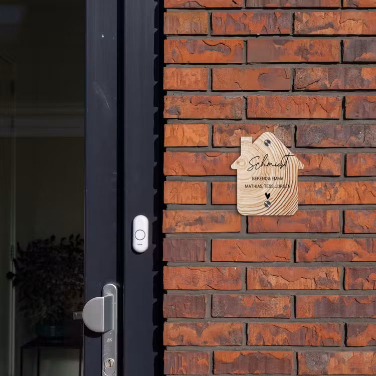 Holzmaserung - Elegant Naambord Huisje klein -sfeer2