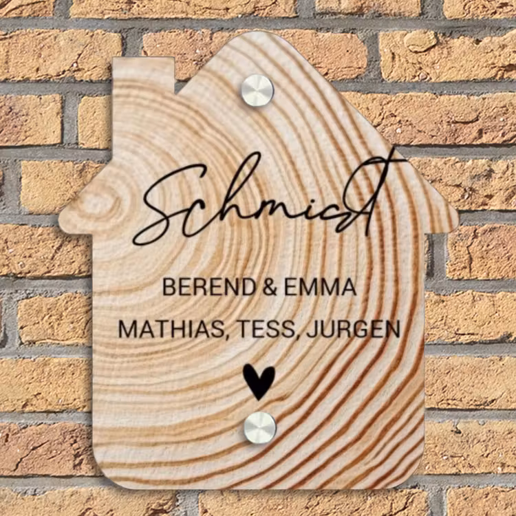Holzmaserung - Elegant Naambord Huisje klein -sfeer5