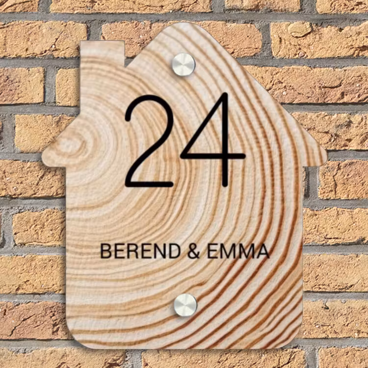 Holzmaserung - Klassisch Naambord Huisje klein -sfeer5