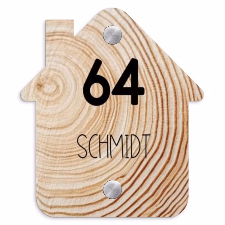 Holzmaserung - Modern Naambord Huisje klein -3d