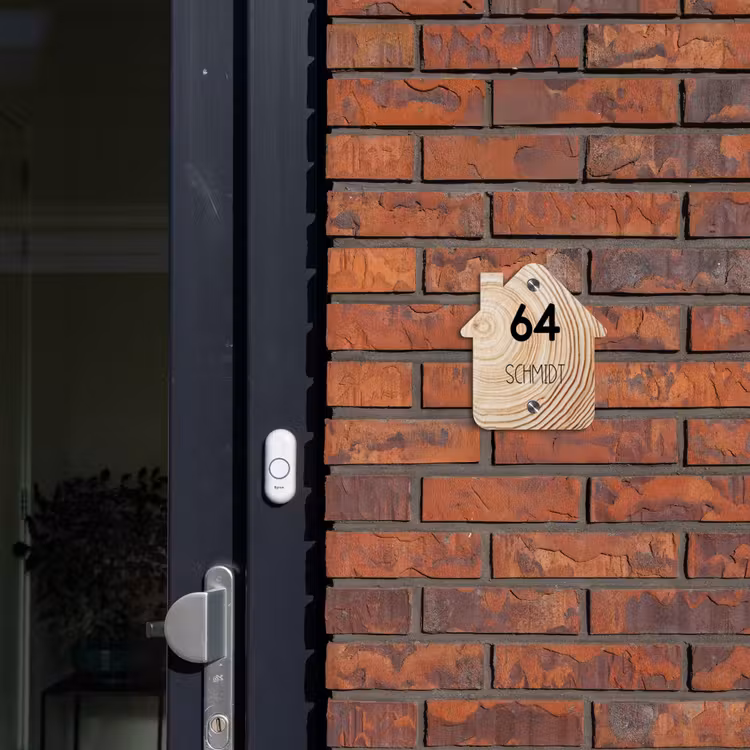 Holzmaserung - Modern Naambord Huisje klein -sfeer2