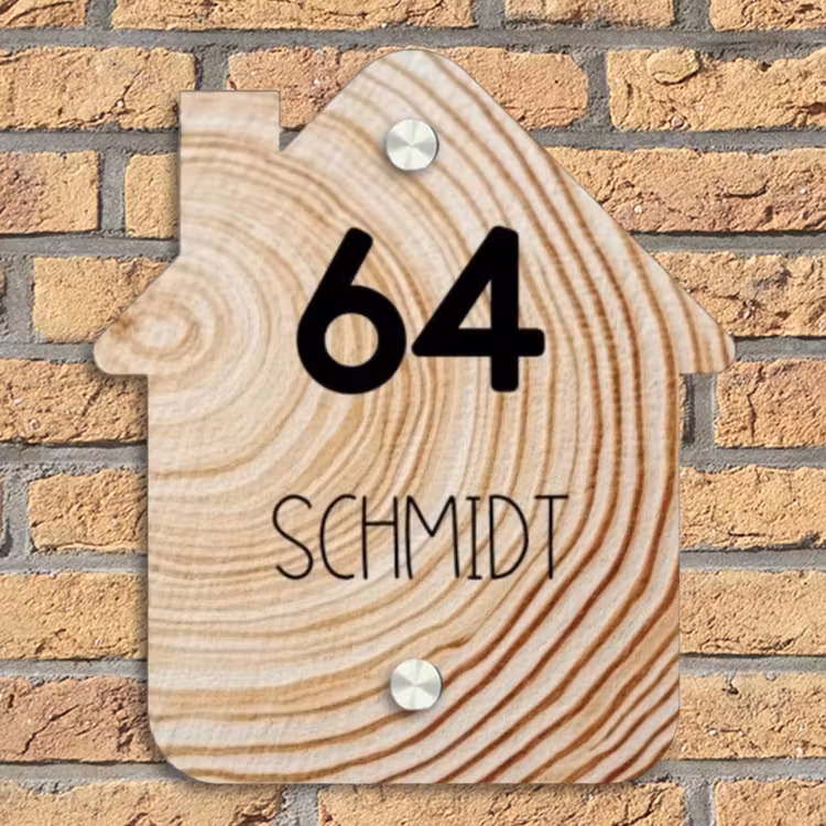 Holzmaserung - Modern Naambord Huisje klein -sfeer5