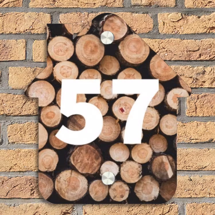 Houtstapel - Modern Naambord Huisje klein -sfeer5