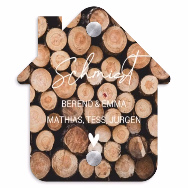 Houtstapel - Sierlijk Naambord Huisje klein -3d