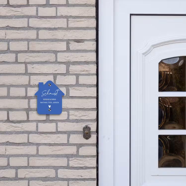 Kobaltblauw - Sierlijk Naambord Huisje klein -sfeer1