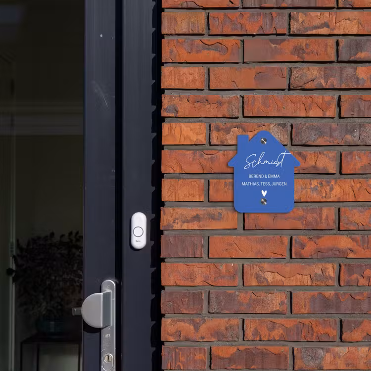 Kobaltblauw - Sierlijk Naambord Huisje klein -sfeer2