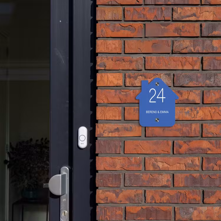 Kobaltblauw - Klassiek Naambord Huisje klein -sfeer2