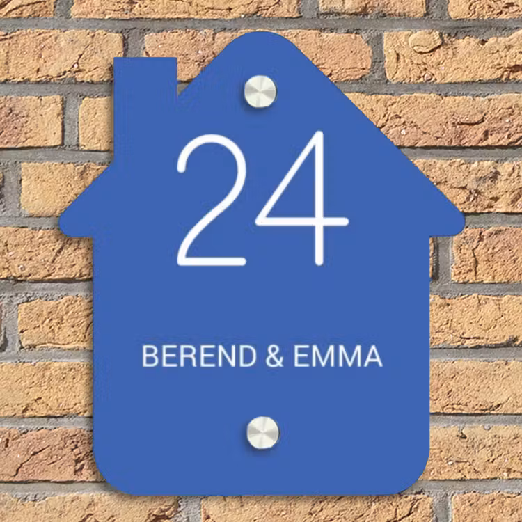 Kobaltblauw - Klassiek Naambord Huisje klein -sfeer5