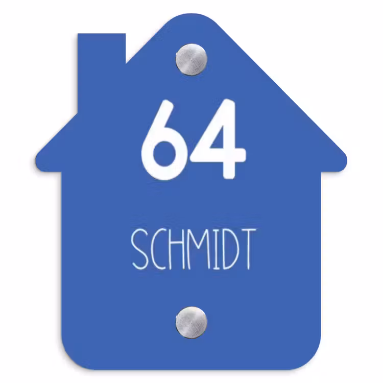 Kobaltblauw - Modern Naambord Huisje klein -3d