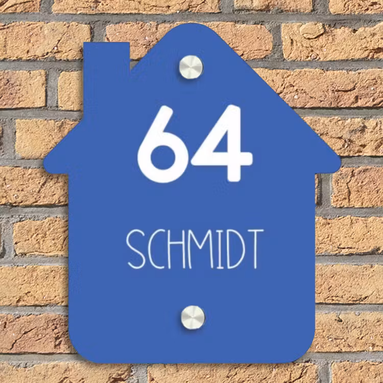 Kobaltblauw - Modern Naambord Huisje klein -sfeer5
