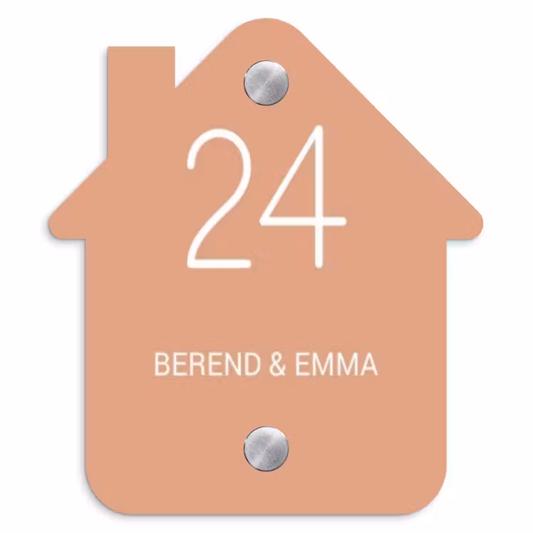 Zalmroze - Klassiek Naambord Huisje klein -3d