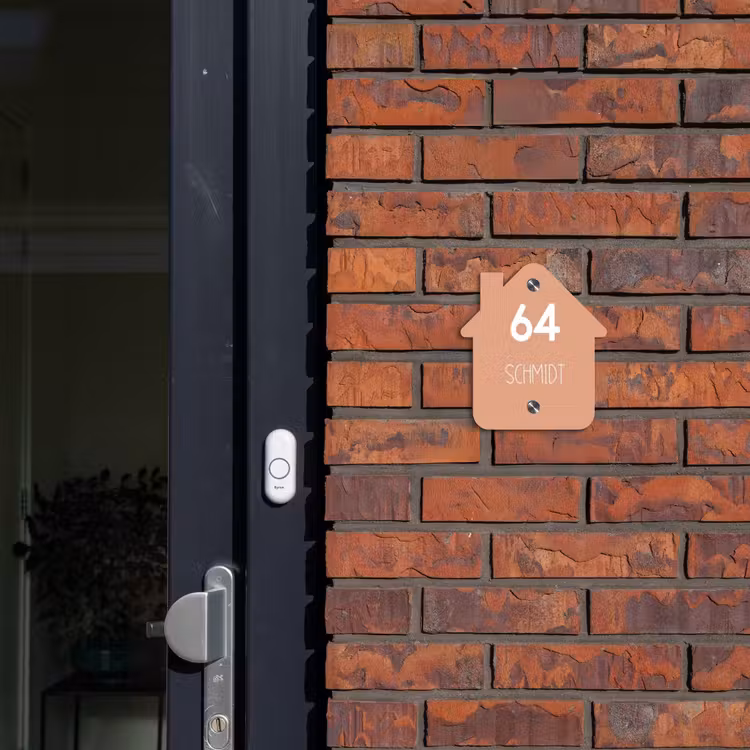 Zalmroze - Modern Naambord Huisje klein -sfeer2