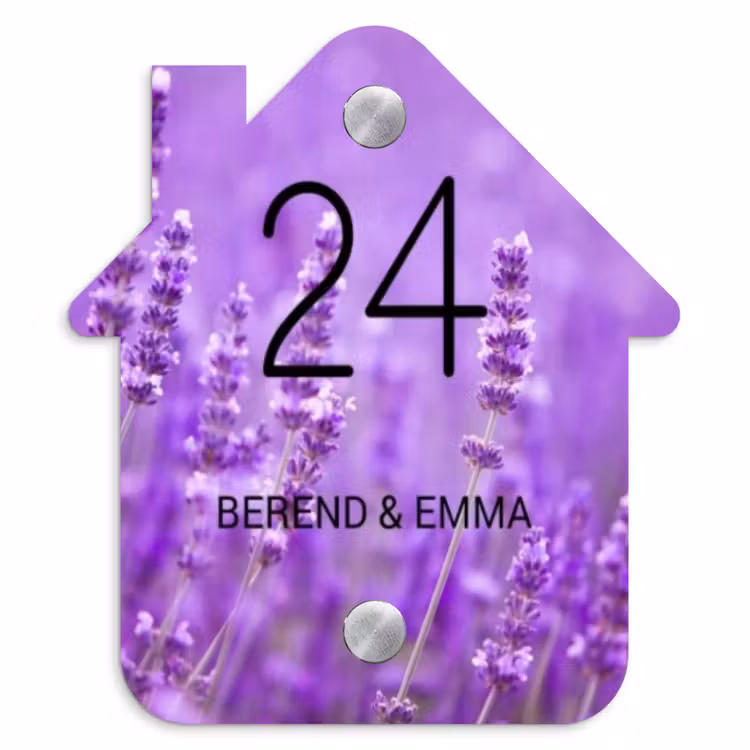 Lavendel - Klassiek Naambord Huisje klein -3d