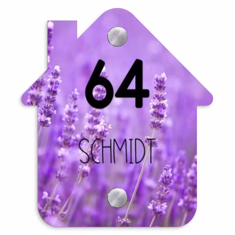 Lavendel - Modern Naambord Huisje klein -3d