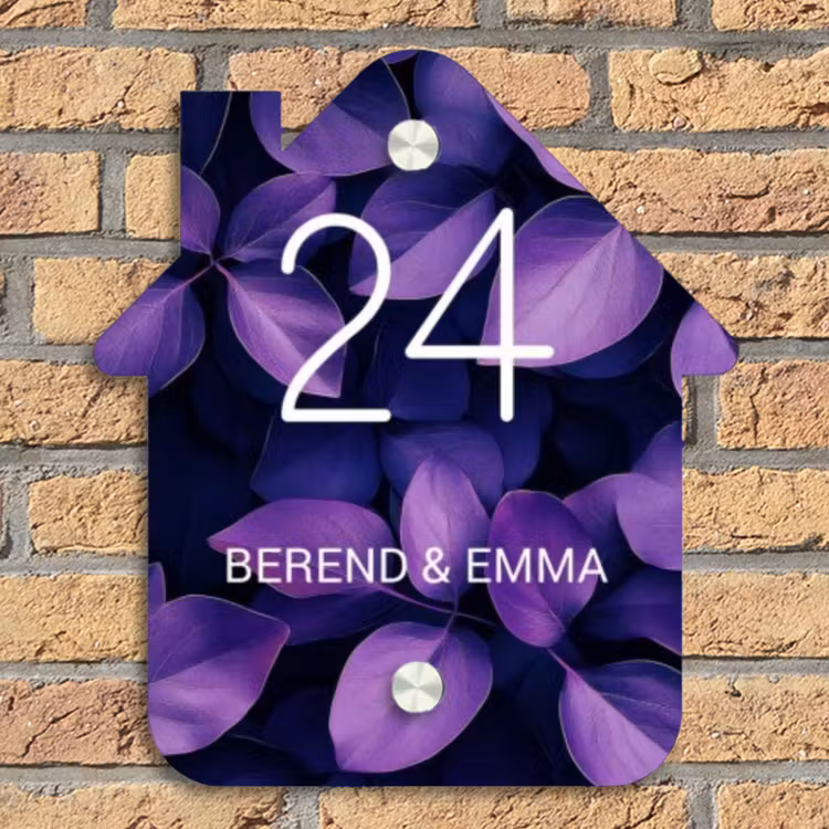 Paarse bladeren - Klassiek Naambord Huisje klein -sfeer5