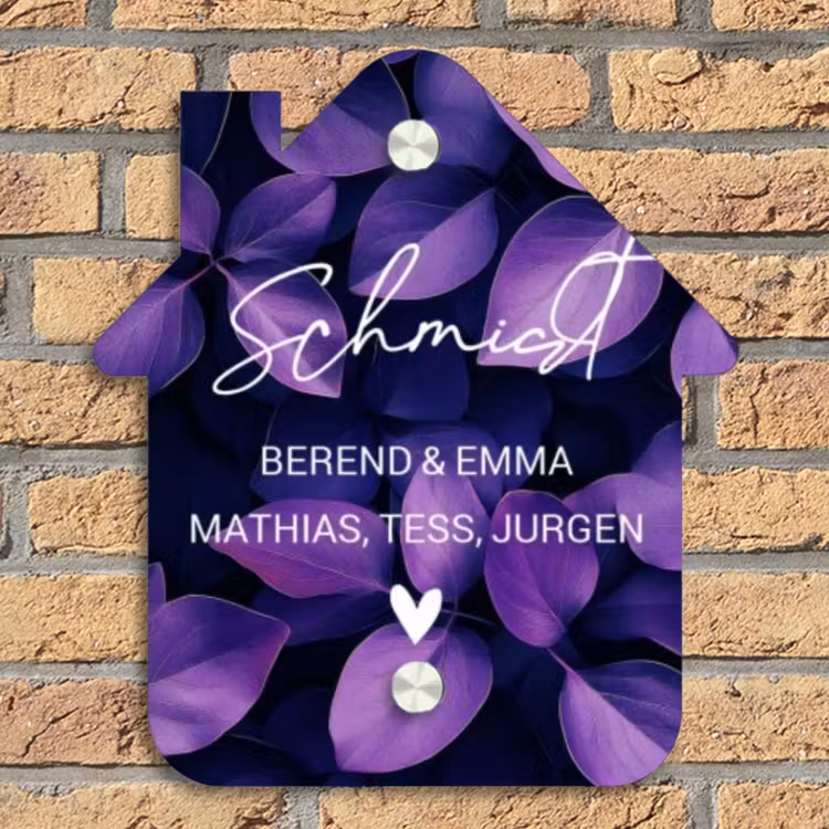 Paarse bladeren - Sierlijk Naambord Huisje klein -sfeer5