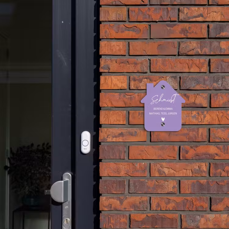 Paars - Sierlijk Naambord Huisje klein -sfeer2