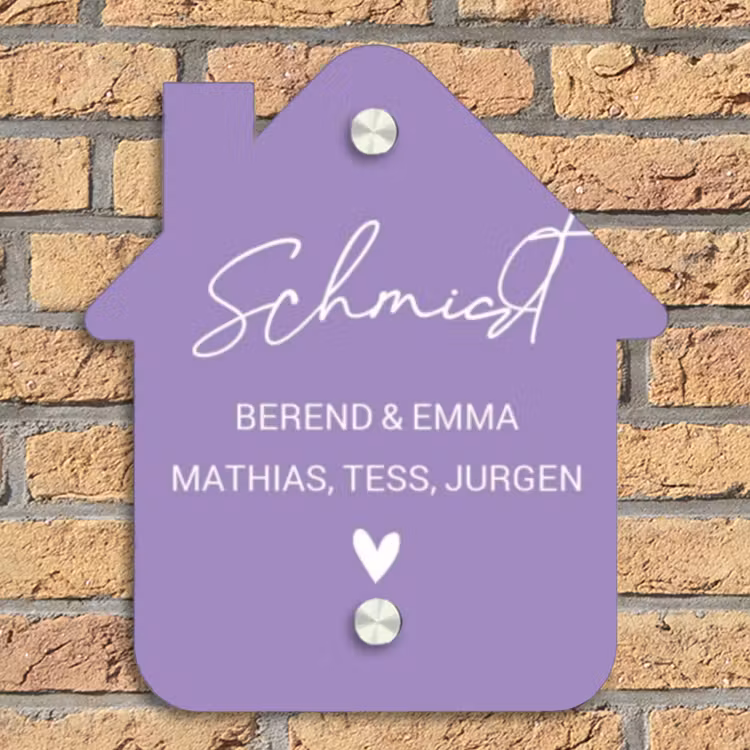 Paars - Sierlijk Naambord Huisje klein -sfeer5