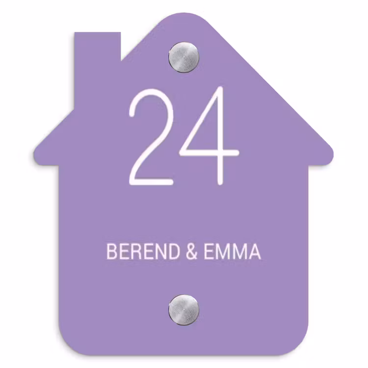 Paars - Klassiek Naambord Huisje klein -3d