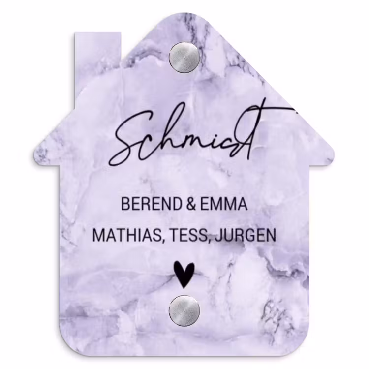 Paars marmer - Sierlijk Naambord Huisje klein -3d