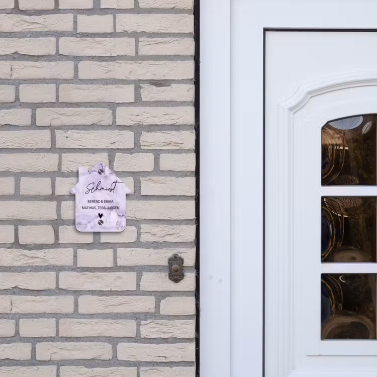 Paars marmer - Sierlijk Naambord Huisje klein -sfeer1