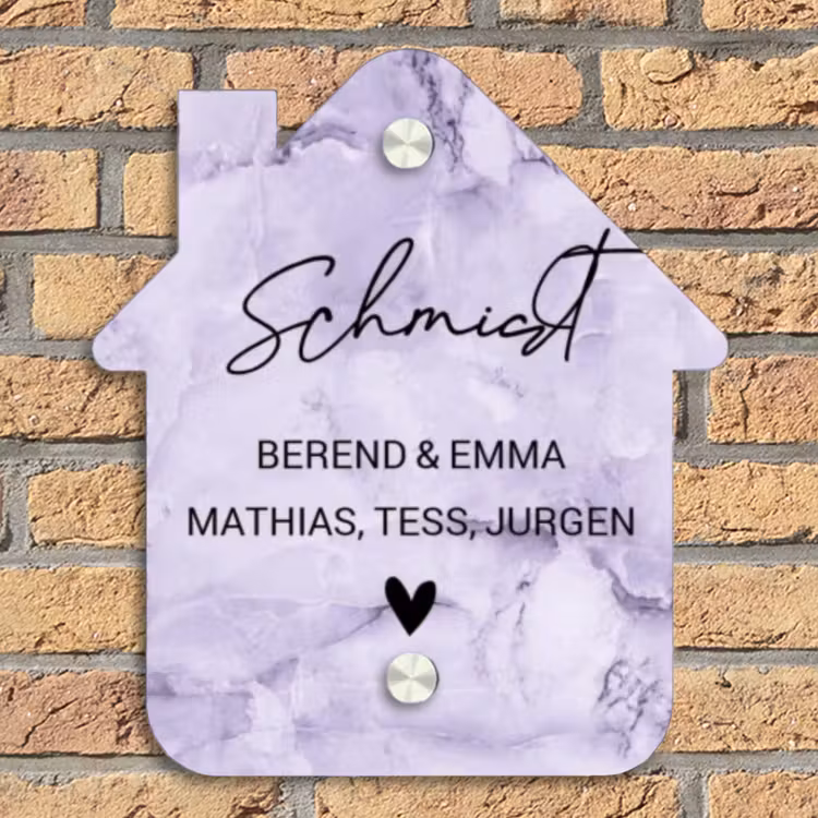 Paars marmer - Sierlijk Naambord Huisje klein -sfeer5