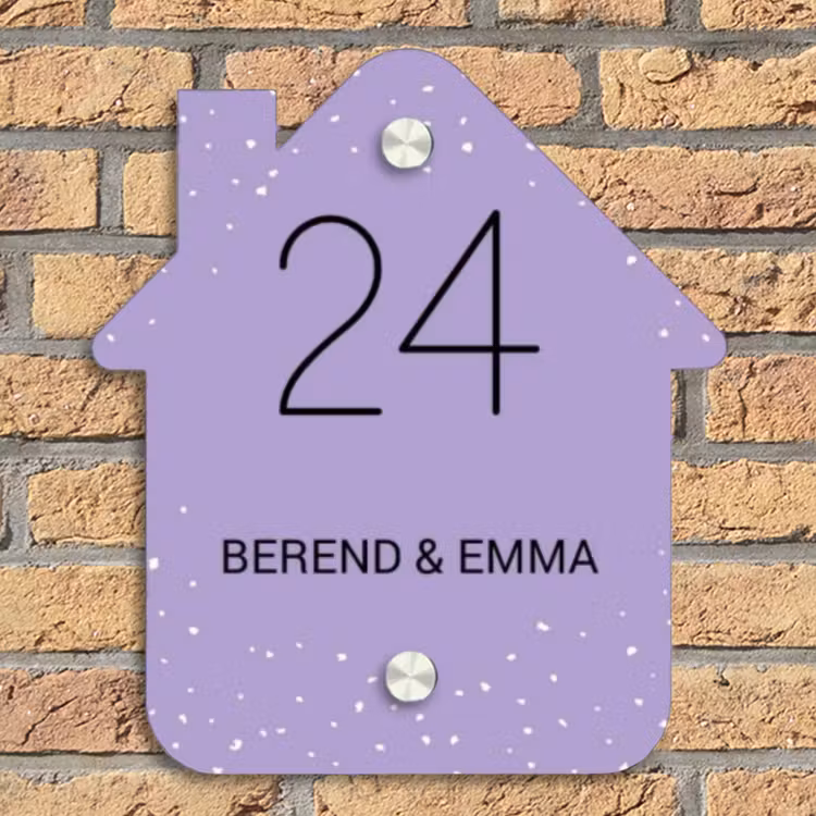 Paars met stippen - Klassiek Naambord Huisje klein -sfeer5