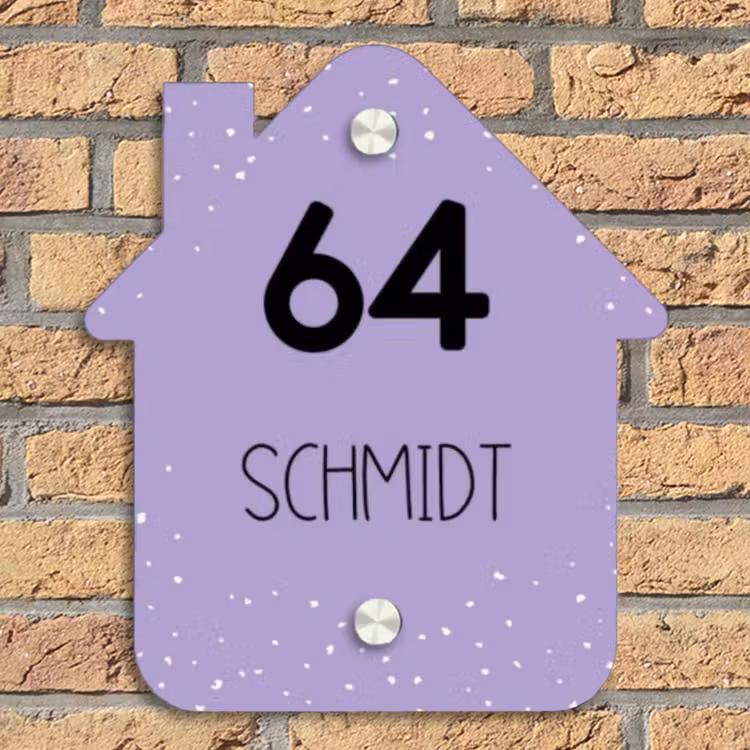Paars met stippen - Modern Naambord Huisje klein -sfeer5