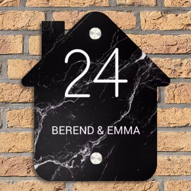 Marmer - Klassiek Naambord Huisje klein -sfeer5