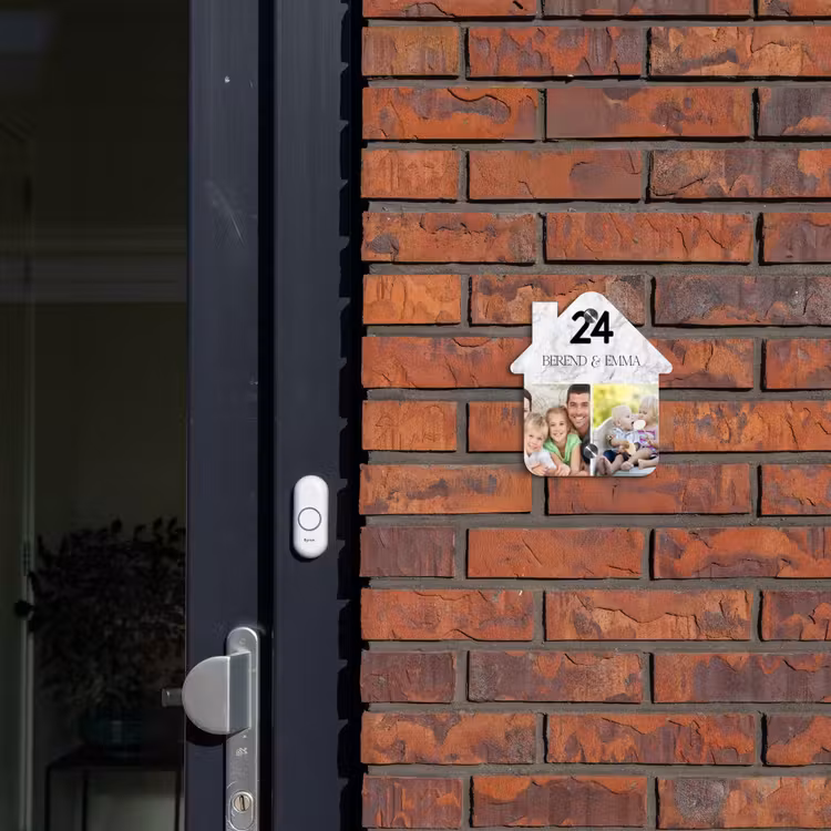 Marmer met foto's - Klassiek Naambord Huisje klein -sfeer2