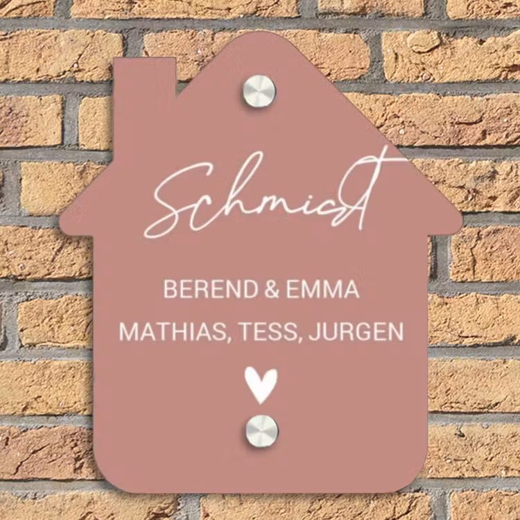 Effen oudroze - Sierlijk Naambord Huisje klein -sfeer5