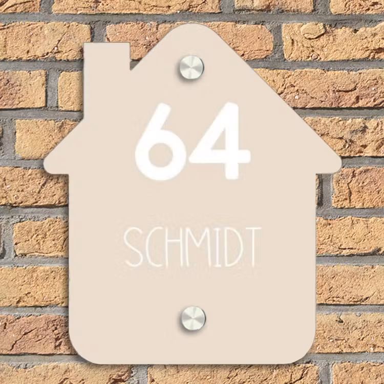 Effen - Beige - Modern Naambord Huisje klein -sfeer5