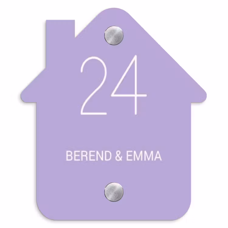 Effen - Lila - Klassiek Naambord Huisje klein -3d
