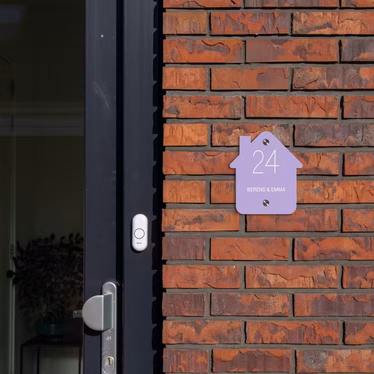 Effen - Lila - Klassiek Naambord Huisje klein -sfeer2