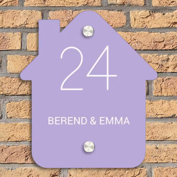 Effen - Lila - Klassiek Naambord Huisje klein -sfeer5